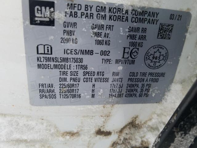 2021 CHEVROLET TRAILBLAZE KL79MNSL5MB175030
