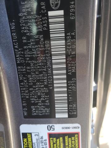 2021 TOYOTA CAMRY LE - 4T1C31AK3MU567260