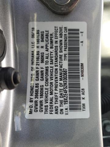 2019 HONDA INSIGHT EX 19XZE4F52KE003687