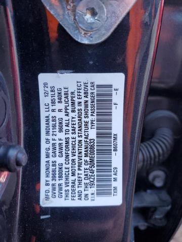 2021 HONDA INSIGHT EX 19XZE4F50ME008633