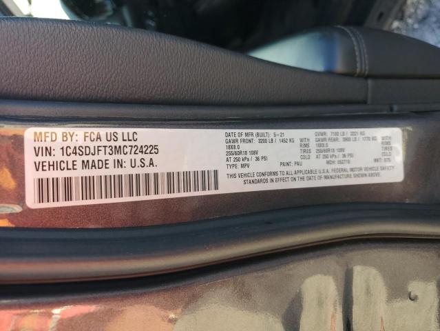 2021 DODGE DURANGO PU 1C4SDJFT3MC724225