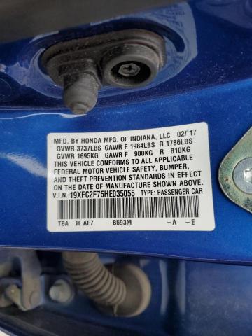 2017 HONDA CIVIC EX - 19XFC2F75HE035055