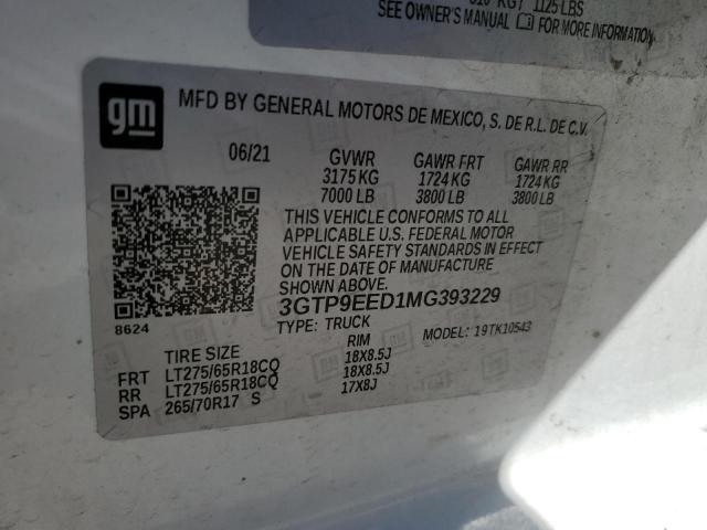 2021 GMC SIERRA K15 - 3GTP9EED1MG393229