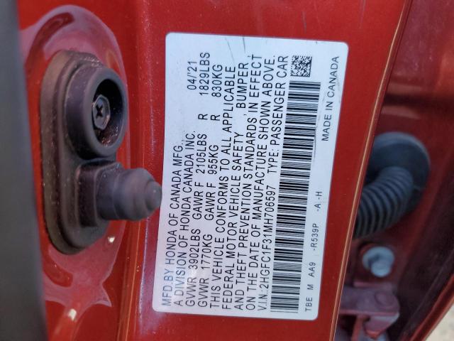 2021 HONDA CIVIC EX - 2HGFC1F31MH706597