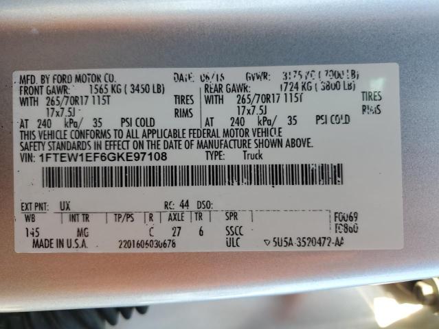 2016 FORD F150 SUPER 1FTEW1EF6GKE97108