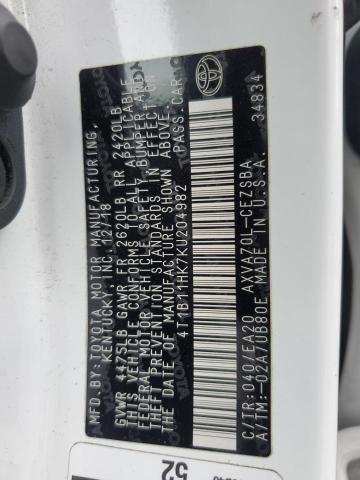 2019 TOYOTA CAMRY L - 4T1B11HK7KU204982
