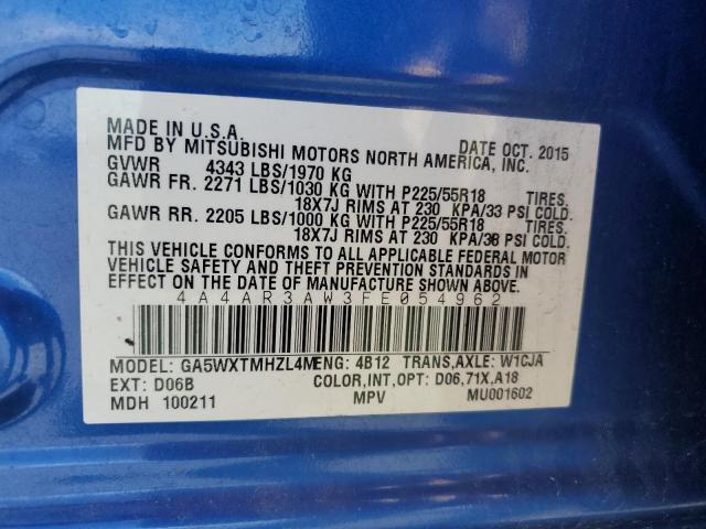 2015 MITSUBISHI OUTLANDER - 4A4AR3AW3FE054962