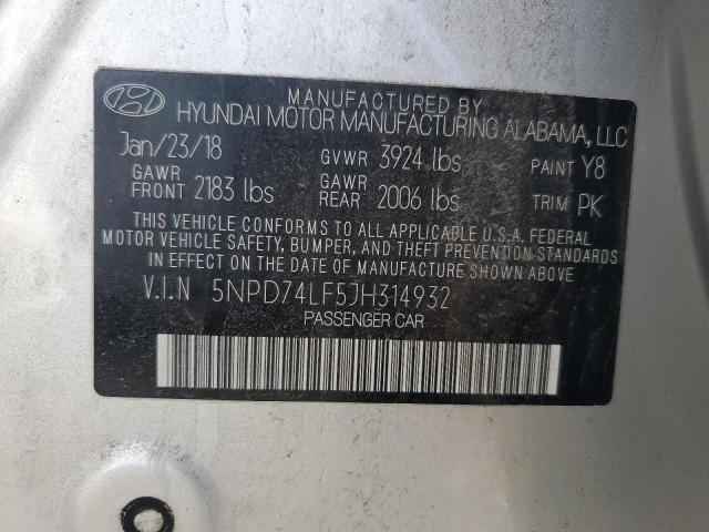 2018 HYUNDAI ELANTRA SE - 5NPD74LF5JH314932
