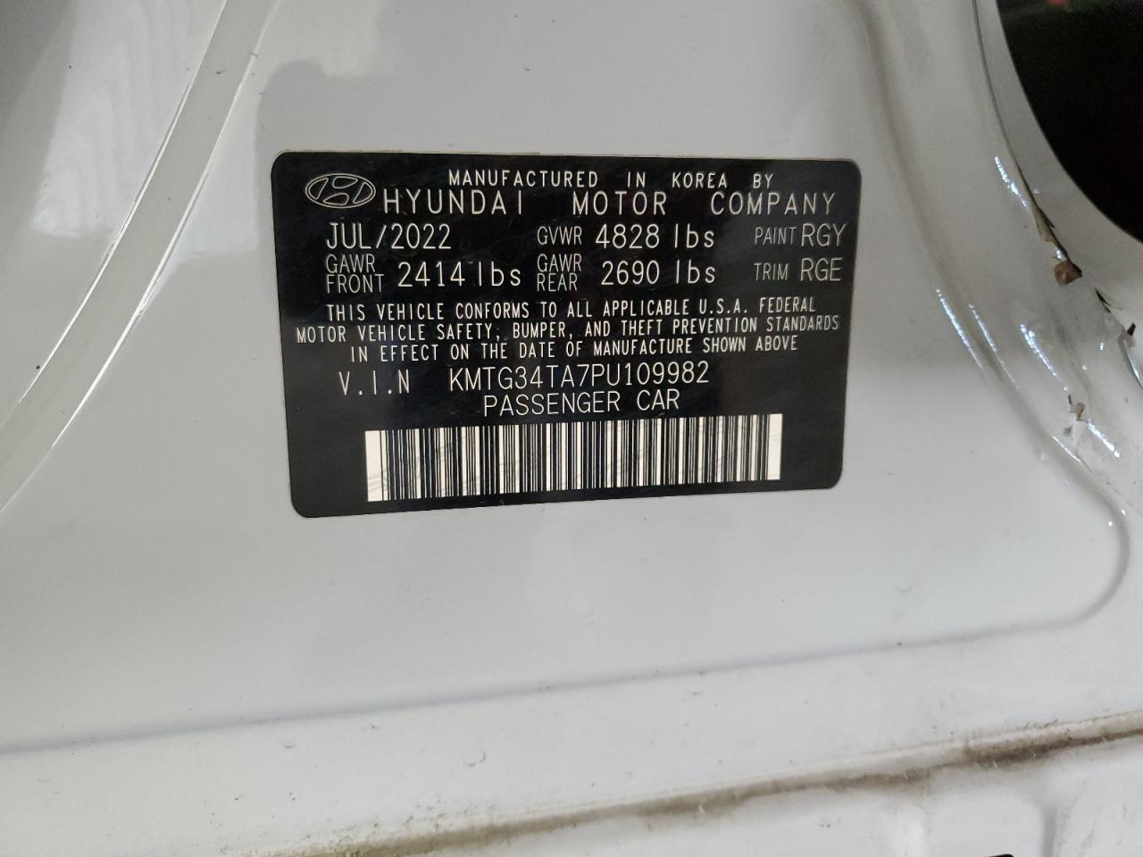 KMTG34TA7PU109982 GENESIS G70 BASE 2023