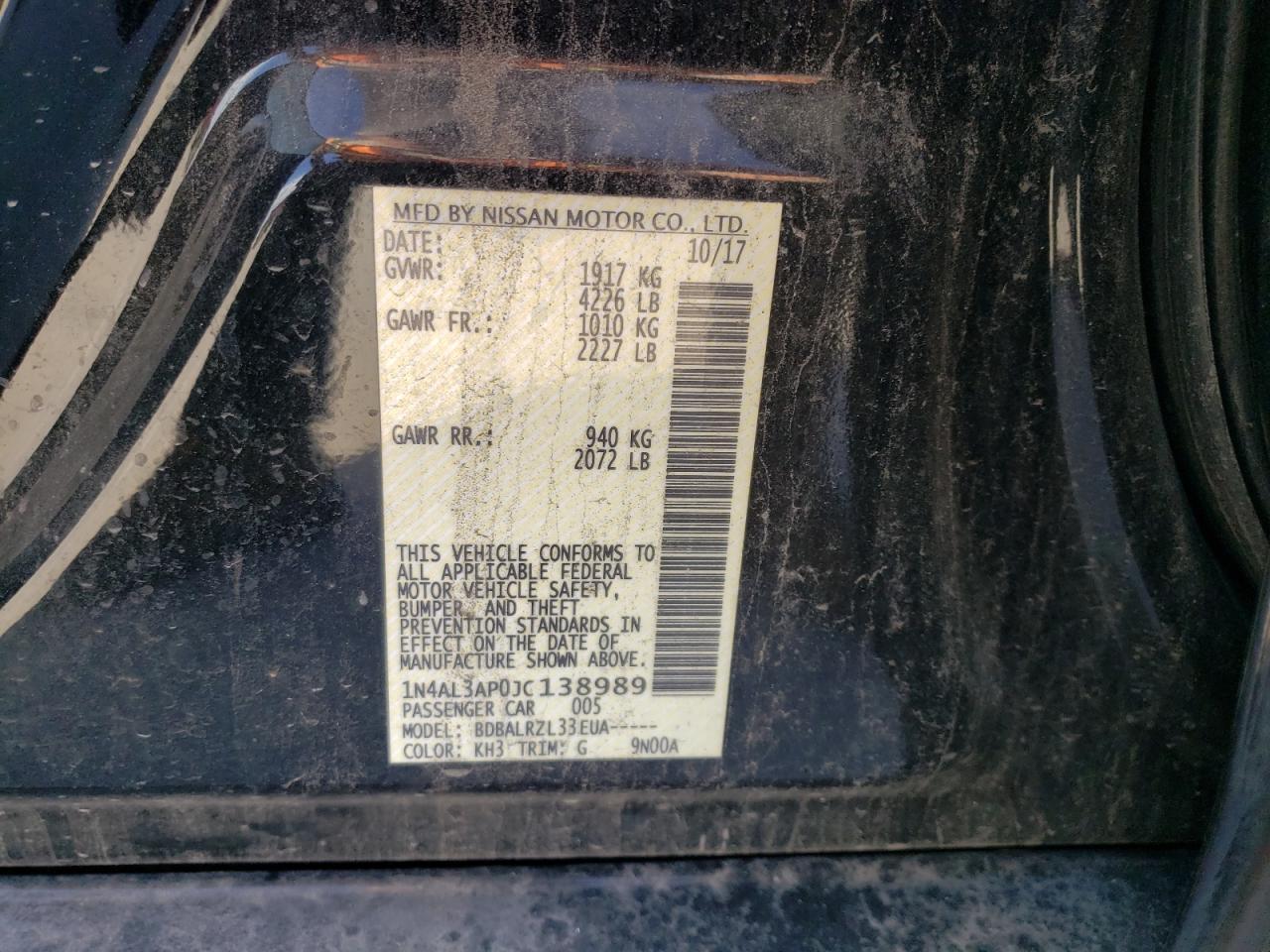 1N4AL3AP0JC138989 NISSAN ALTIMA 2018