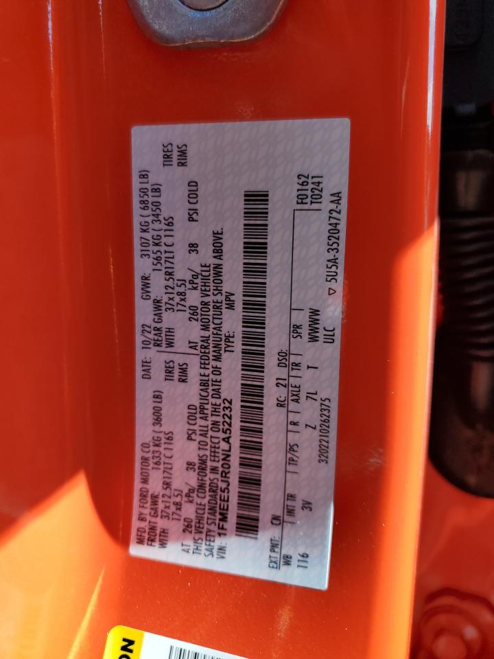1FMEE5JR0NLA52232 FORD BRONCO RAP 2022