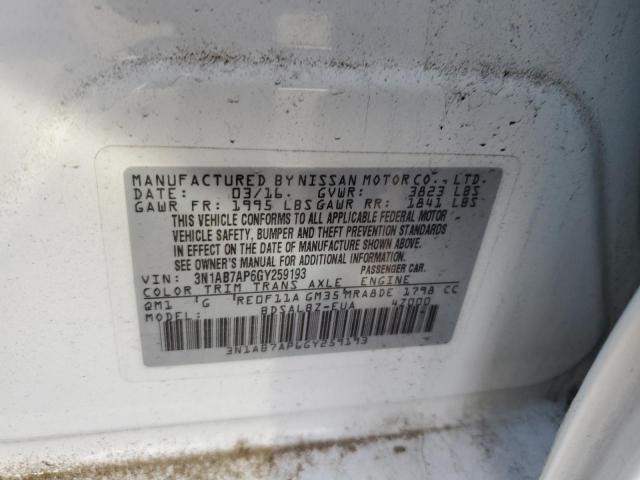 2016 NISSAN SENTRA S M 3N1AB7AP6GY259193