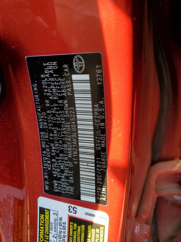 4T1NZ1AK9LU045223 TOYOTA CAMRY 2020