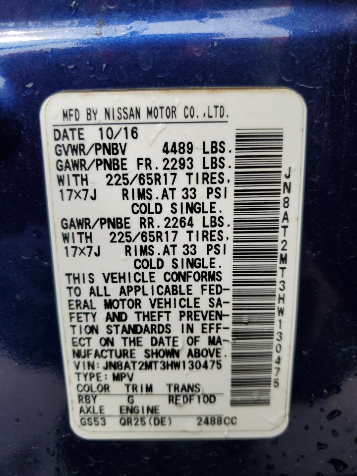 JN8AT2MT3HW130475 NISSAN ROGUE 2017