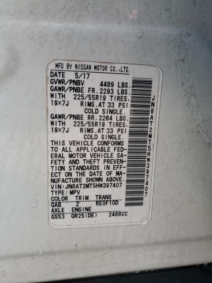 JN8AT2MT5HW397407 NISSAN ROGUE 2017