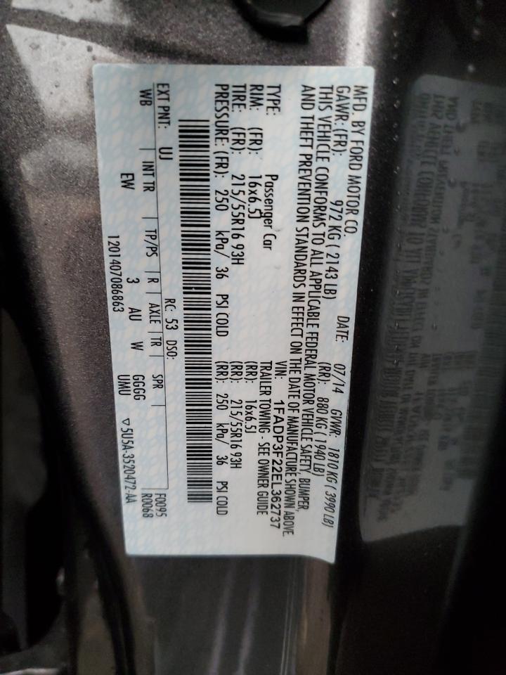 1FADP3F22EL362737 2014 Ford Focus Se