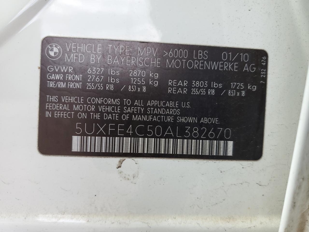 5UXFE4C50AL382670 2010 BMW X5 xDrive30I