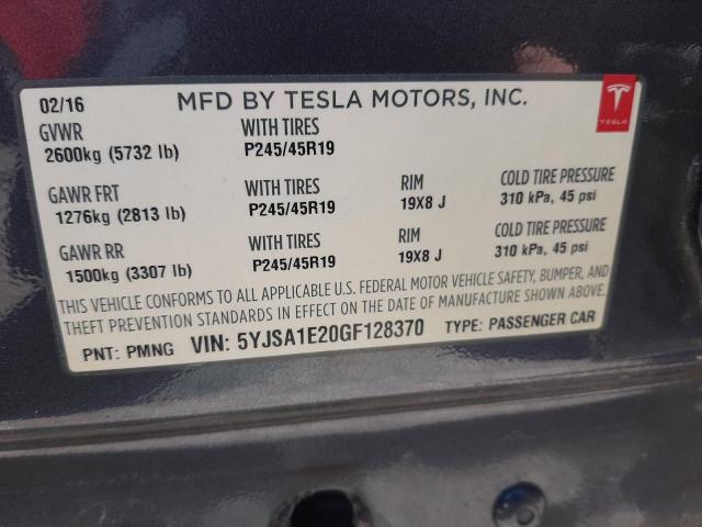 2016 Tesla Model S VIN: 5YJSA1E20GF128370 Lot: 46146234