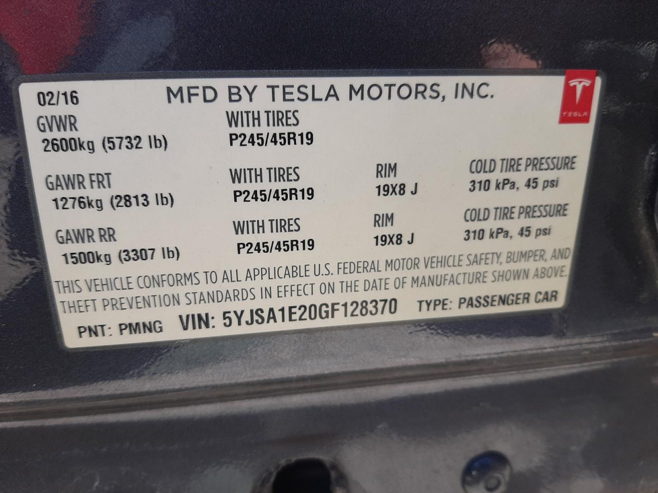 5YJSA1E20GF128370 2016 Tesla Model S