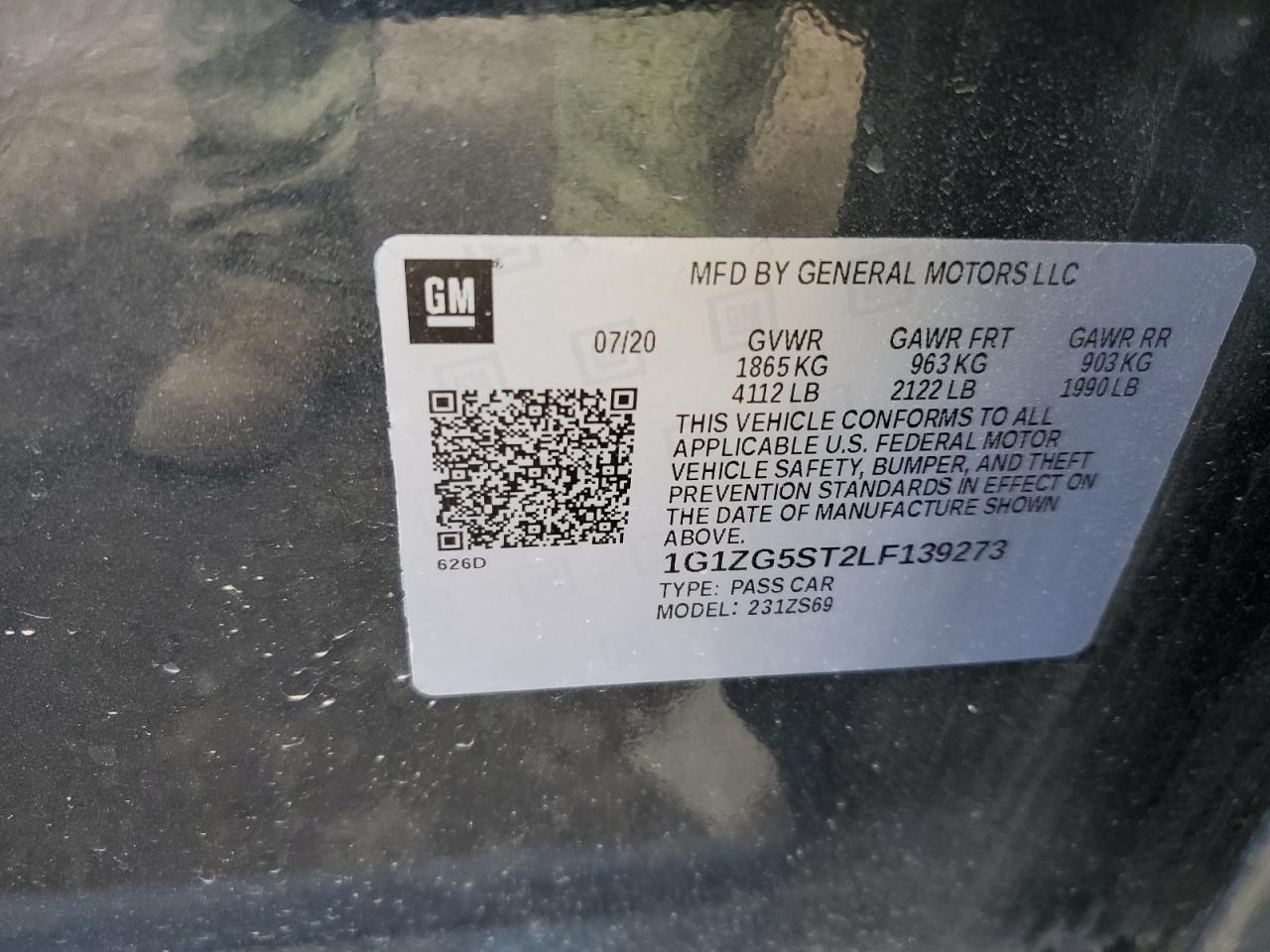 1G1ZG5ST2LF139273 CHEVROLET MALIBU 2020