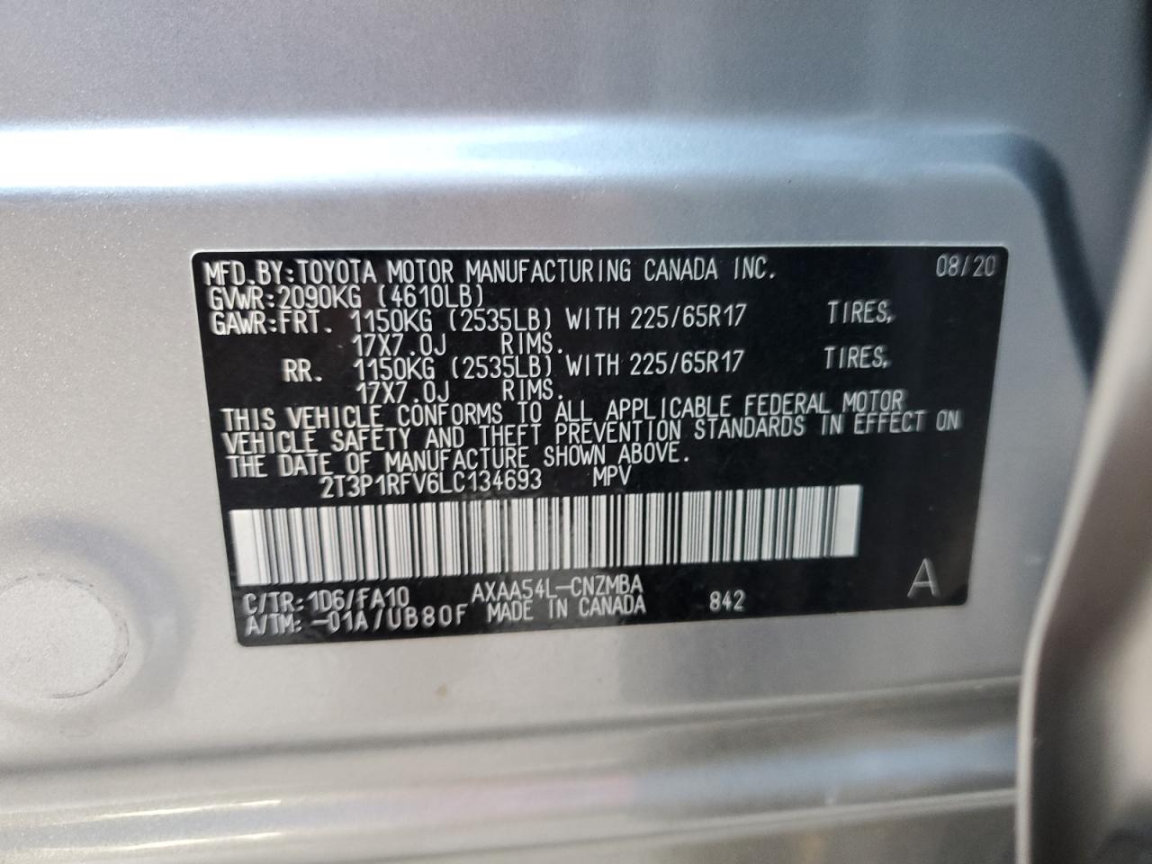 2T3P1RFV6LC134693 TOYOTA RAV4 2020