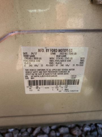 2017 Ford Edge Sel VIN: 2FMPK3J83HBB94625 Lot: 44447394