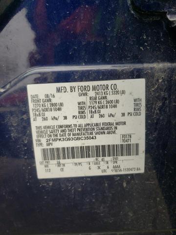 2016 Ford Edge Se VIN: 2FMPK3G93GBC35043 Lot: 48544734