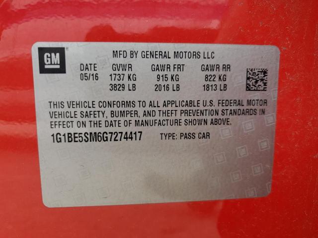 2016 CHEVROLET CRUZE LT - 1G1BE5SM6G7274417