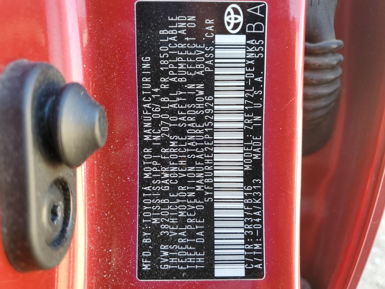 5YFBURHE2EP152926 2014 Toyota Corolla L