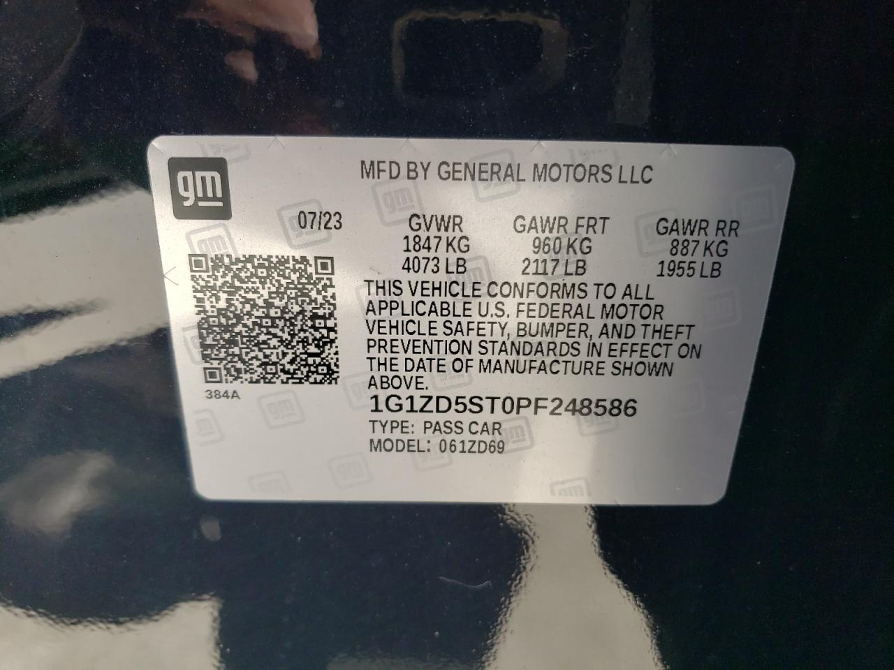 1G1ZD5ST0PF248586 CHEVROLET MALIBU 2023