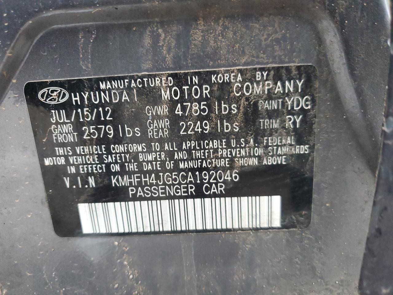 KMHFH4JG5CA192046 2012 Hyundai Azera Gls