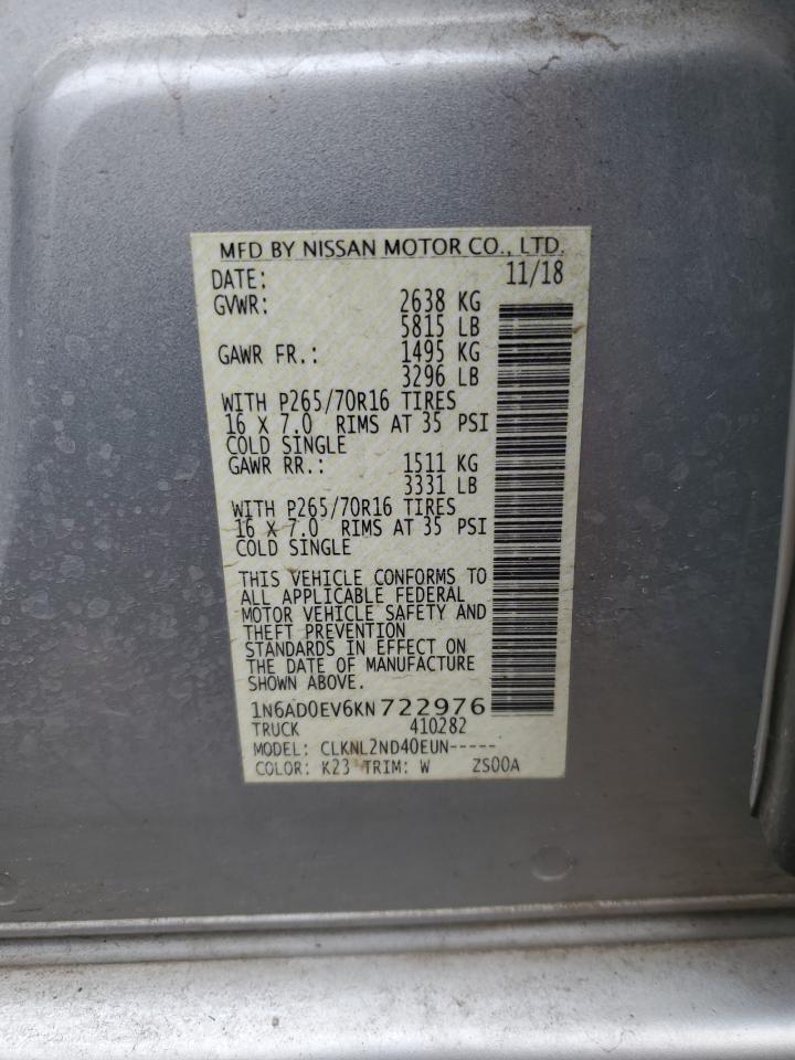 1N6AD0EV6KN722976 NISSAN FRONTIER 2019