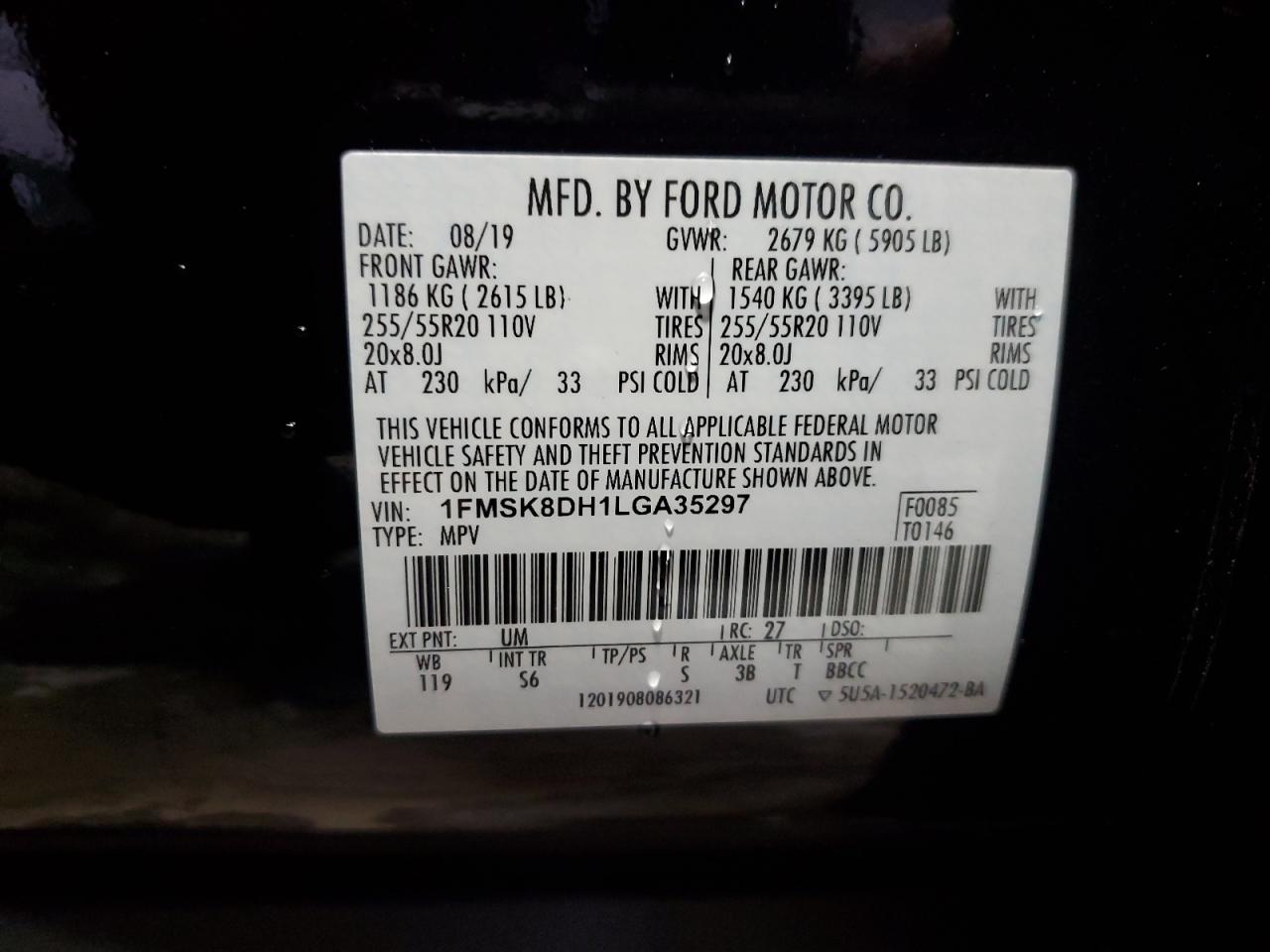 1FMSK8DH1LGA35297 FORD EXPLORER 2020