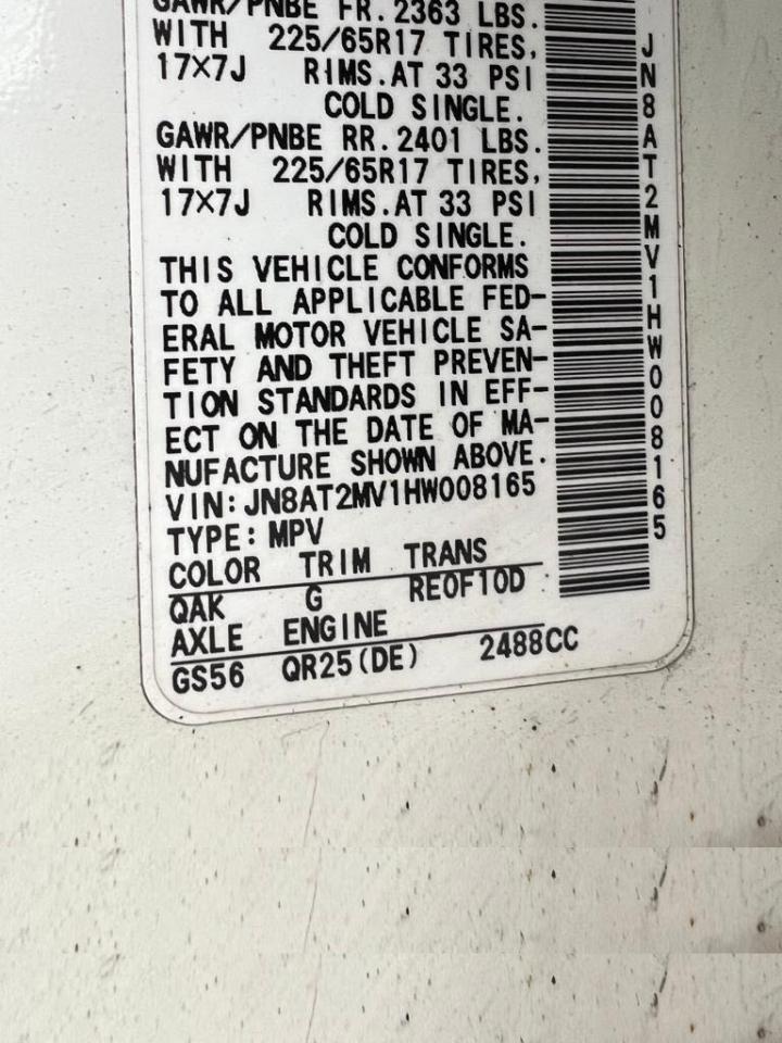 JN8AT2MV1HW008165 NISSAN ROGUE 2017