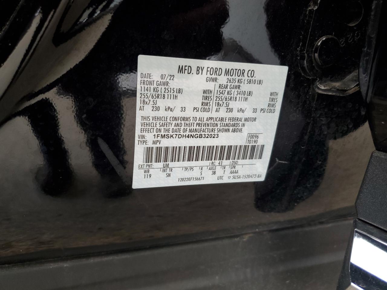 1FMSK7DH4NGB32023 FORD EXPLORER 2022