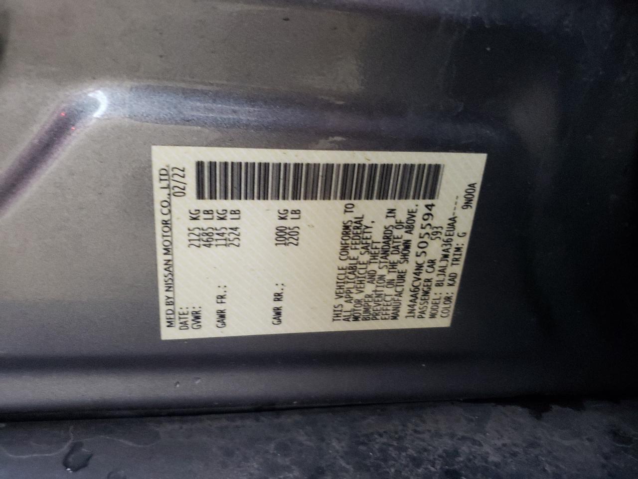 1N4AA6CV4NC505594 NISSAN MAXIMA 2022