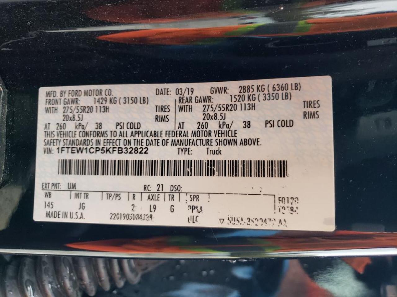 1FTEW1CP5KFB32822 FORD F-150 2019