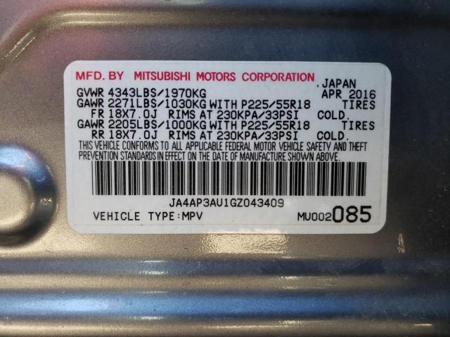 2016 Mitsubishi Outlander Sport Es VIN: JA4AP3AU1GZ043409 Lot: 47568474