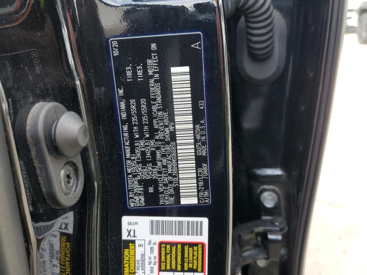 5TDLZRBH6MS066856 TOYOTA HIGHLANDER 2021