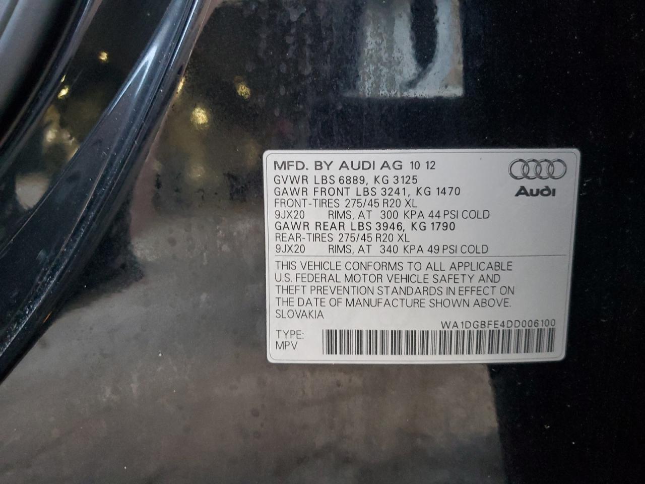 WA1DGBFE4DD006100 2013 Audi Q7 Prestige