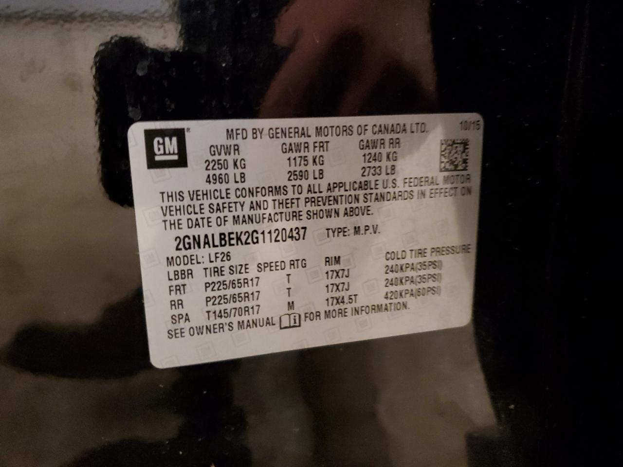 2GNALBEK2G1120437 CHEVROLET EQUINOX 2016