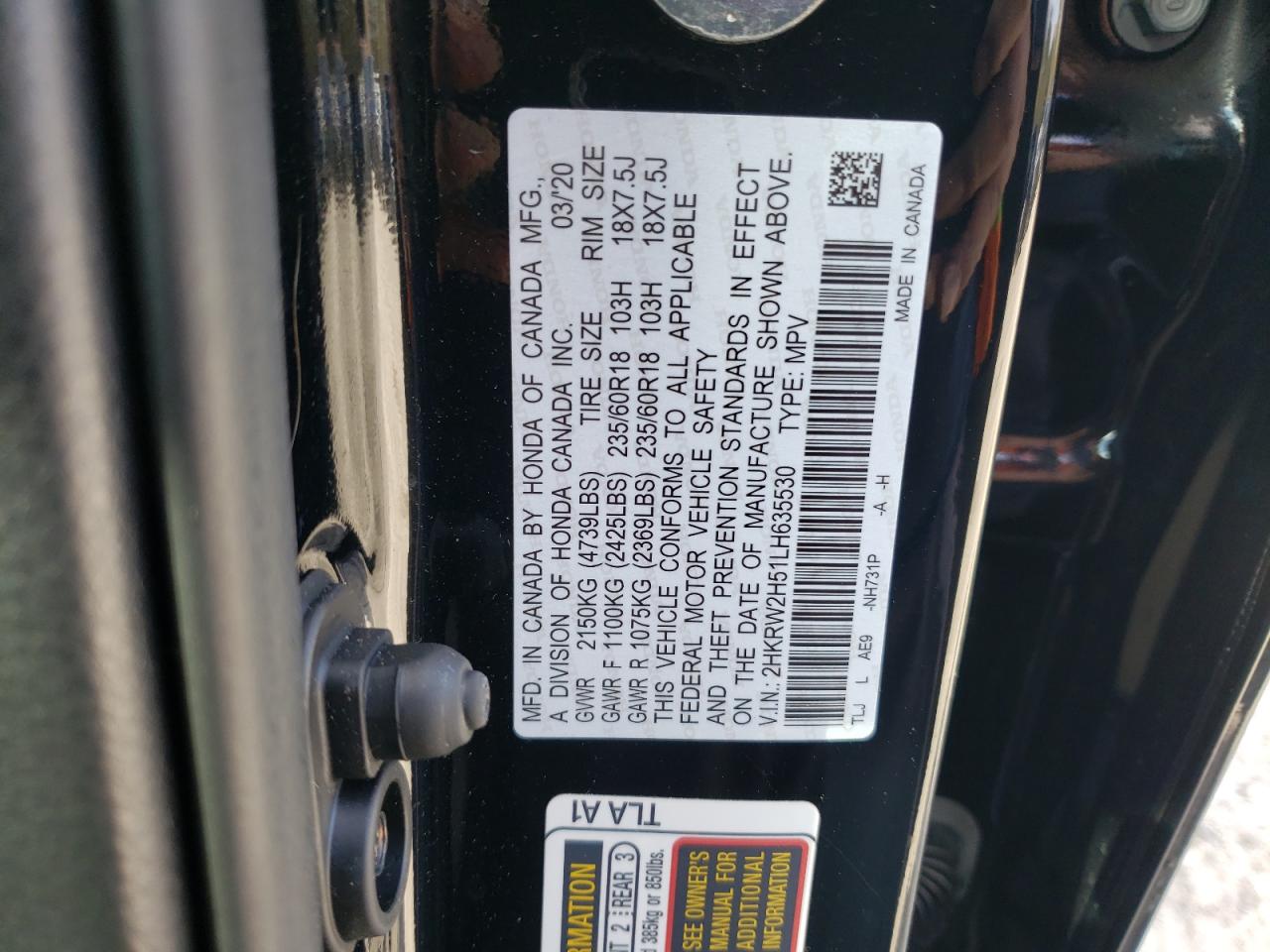 2HKRW2H51LH635530 HONDA CRV 2020