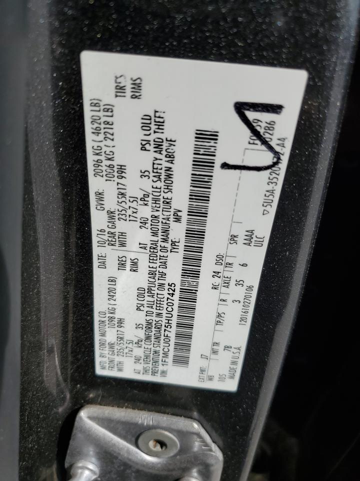 1FMCU0F75HUC07425 FORD ESCAPE 2017