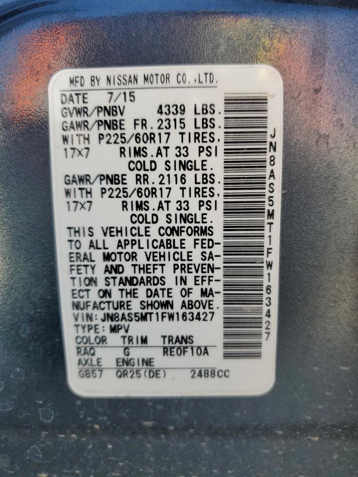 JN8AS5MT1FW163427 2015 Nissan Rogue Select S