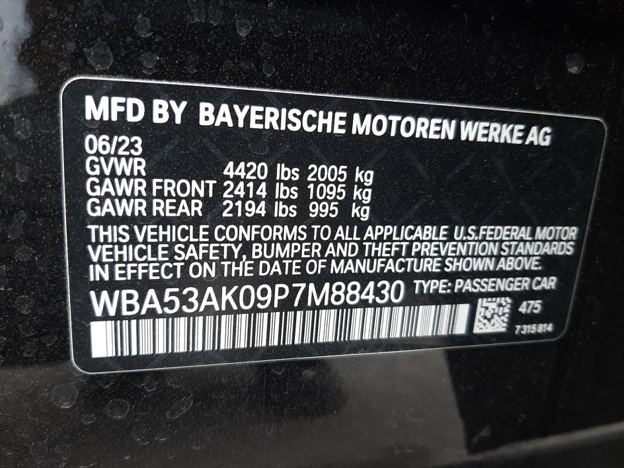 WBA53AK09P7M88430 2023 BMW 228I