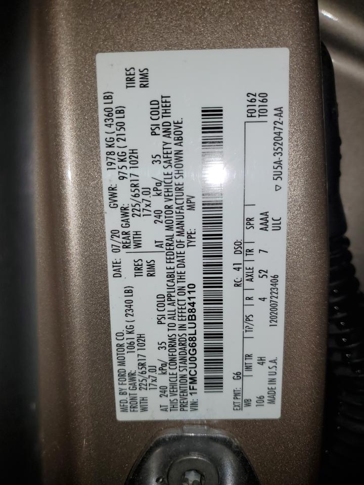 1FMCU0G68LUB84110 FORD ESCAPE 2020