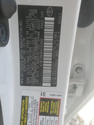 2019 Toyota Camry L VIN: 4T1B11HK0KU724909 Lot: 48317674