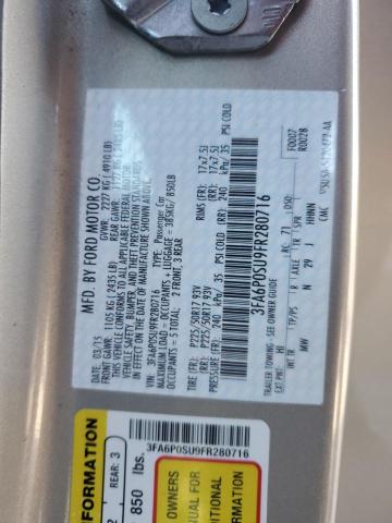 3FA6P0SU9FR280716 2015 Ford Fusion Titanium Phev