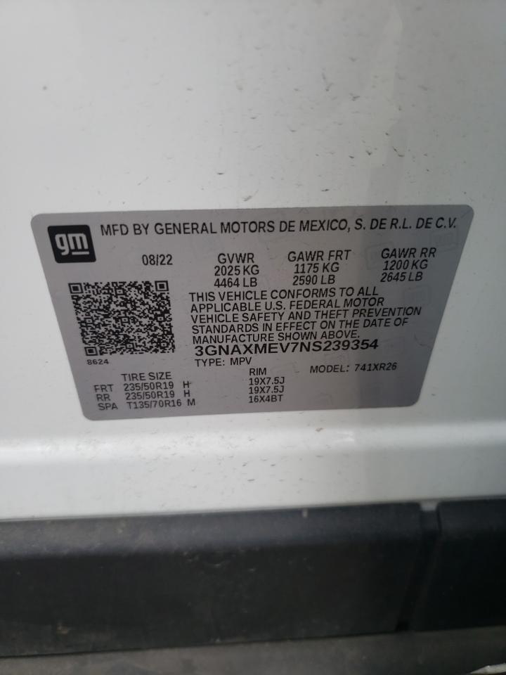 3GNAXMEV7NS239354 CHEVROLET EQUINOX 2022