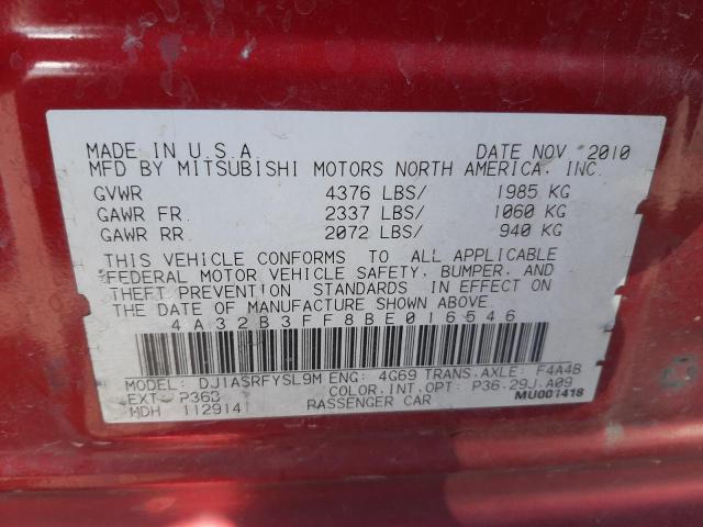 2011 Mitsubishi Galant Es VIN: 4A32B3FF8BE016546 Lot: 56427394